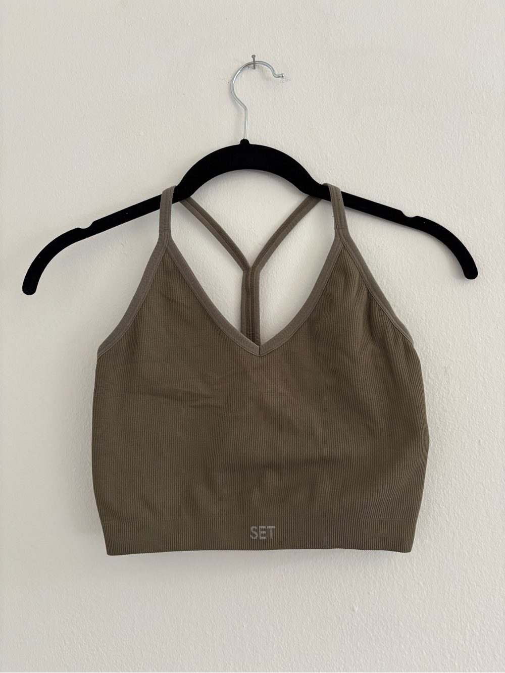 SET Active Olive Ribbed V-Neck Sports Bralette